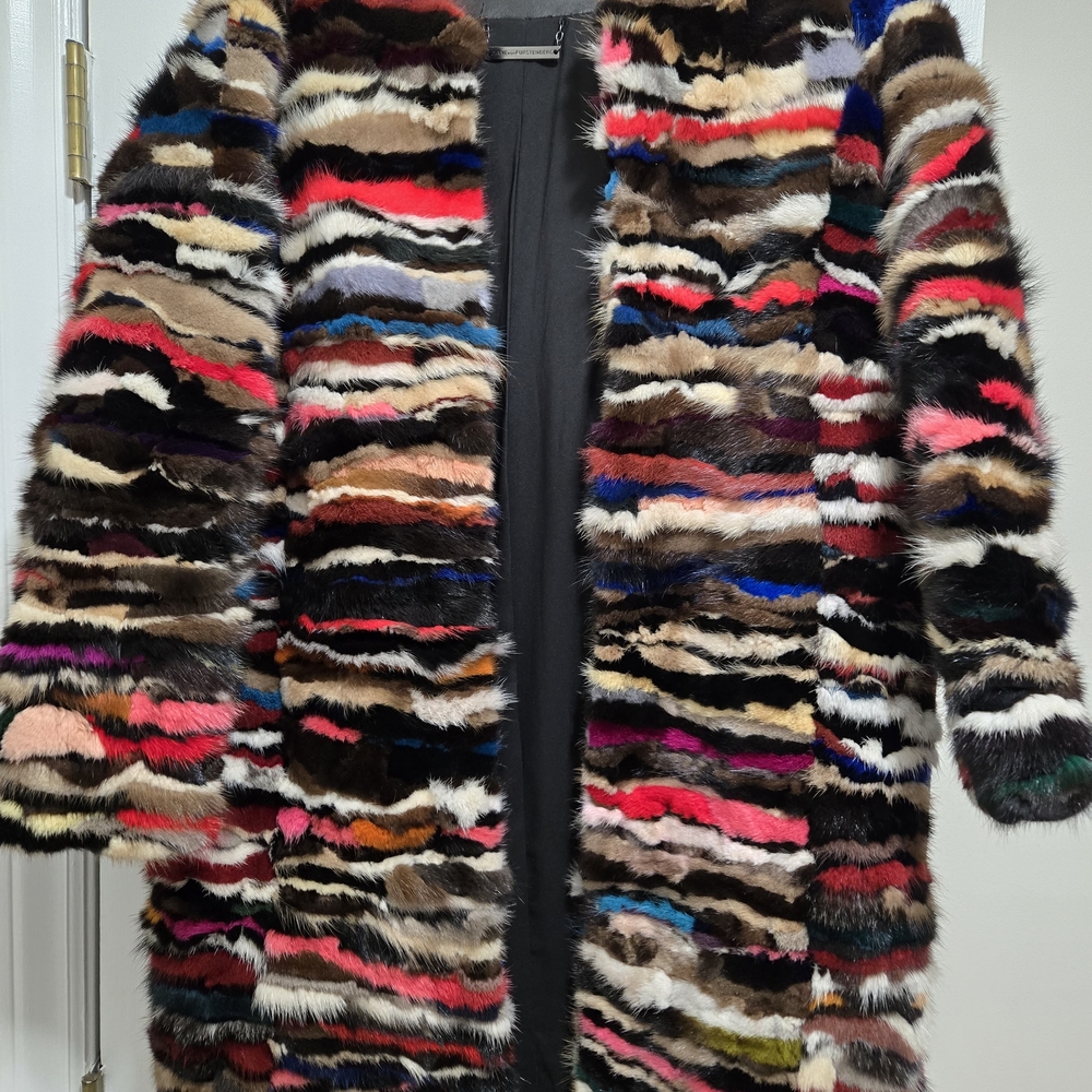 Diane Von Furstenberg Multicolor REAL MINK Fur Coat
